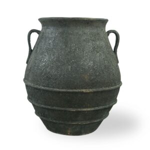 Vaso Boca Larga com Textura Preta Vulcânica