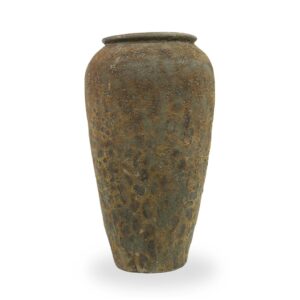 Vaso Comprido com Textura Porosa Marrom