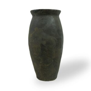 Vaso Comprido em Preto e Manchas Marrom