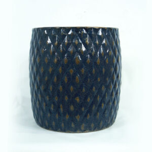 Vaso Vietnamita em Relevo Diamantado Azul Pequeno
