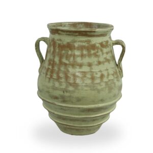 Vaso Curvo com Alça em Verde e Bege
