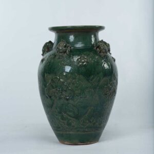 Vaso de Cerâmica Verde Esmaltada Jade