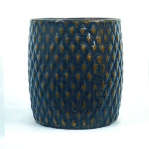 Vaso Vietnamita em Relevo Diamantado Azul Médio