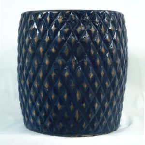Vaso Vietnamita em Relevo Diamantado Azul Grande