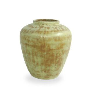 Vaso Largo com Cerâmica Cinza com Verde