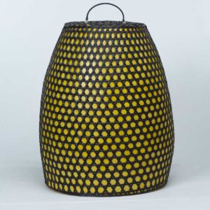 Luminária Colméia de Bali Grande com Forro Amarelo Translúcido