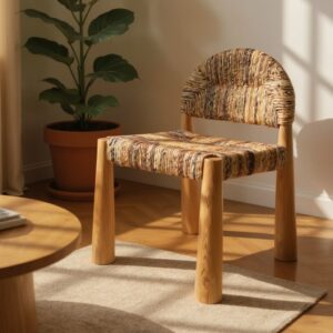 Cadeira Pata de Elefante | Madeira Maciça e Fibra de Bananeira A83 X L53 X P56Cm