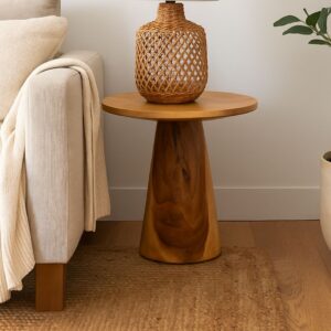 Mesa Lateral em Madeira Teca Natural A61 x D59Cm