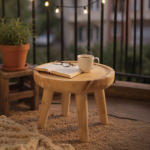 Mesa Bandeja em Madeira Teca Maciça A41 X L59Cm