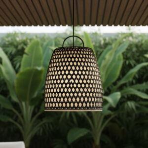 Luminária em Fibra sintetica Aruna com Forro Branco Translúcido Pequeno