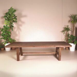 Mesa Jantar em Madeira Teca de Demolição e Pés em Cavalete