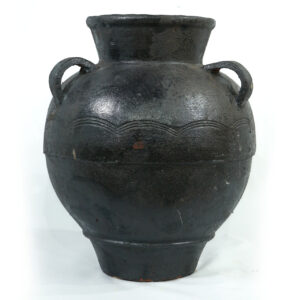 Vaso Vietnamita Rústico Preto em Cerâmica Importado