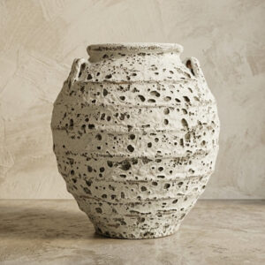 Vaso Vietnamita Atlantis White em Cerâmica D53 X A61Cm