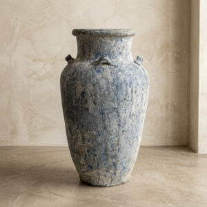 Vaso Vietnamita Rustic Azul em Cerâmica D60 X A105CM