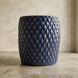 Vaso Vietnamita Azul Esmaltado em Cerâmica D65 X A74CM