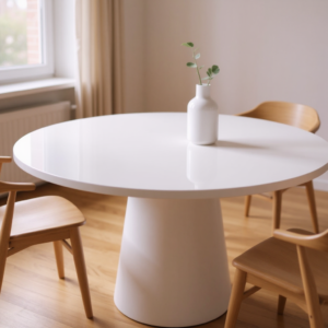 Mesa de Jantar Redonda em Terrazzo Branco