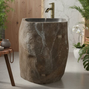 Cuba Pedestal esculpida em Pedra Riverstone