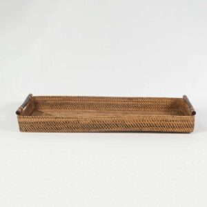 Bandeja Nusa em Rattan Natural com Alças de Bambu 8x81.5x35,5cm (AxLxC)