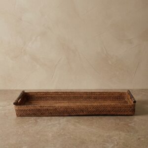 Bandeja Nusa em Rattan Natural com Alças de Bambu 8x81.5x35,5cm (AxLxC)