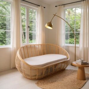 Sofá em Rattan Natural Cru Altura: 84 cm X Largura: 225 cm X Profundidade: 88 cm
