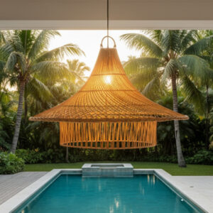 Luminária em Ratan Natural Canggu - Grande Altura: 57 cm X Diâmetro: 100 cm