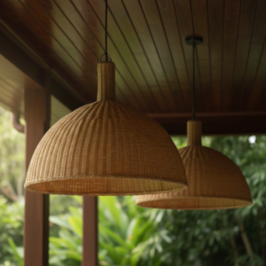Luminária em Rattan Natural Cahya Grande Altura: 100 cm  X Diâmetro: 120 cm