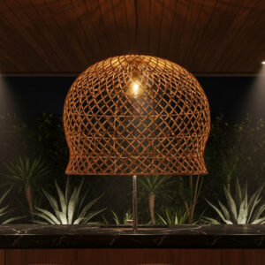 Luminária Nusa em Rattan Natural Grande Altura: 60 cm X Diâmetro: 70 cm