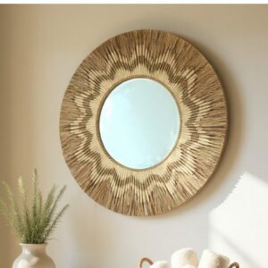 Espelho Decorativo Redondo Moldura Palha Nat D100CM