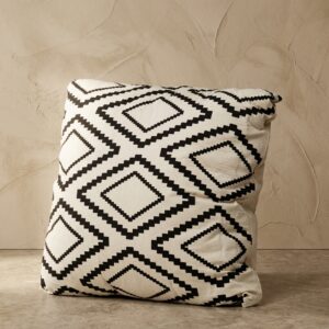 Almofada Bali Ubud Preto e Off White 50 cm x 50 cm