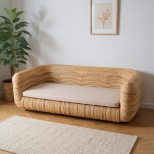 Sofá em Rattan Natural Altura: 71 cm Largura: 223 cm Profundidade: 88 cm