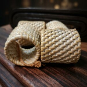 Jogo de Porta-Guardanapos de Rattan Artesanal de Bali (Kit com 4 peças) D16