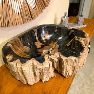 Cuba Esculpida em Madeira Fossilizada 15x55,5x57cm (AxLxC)