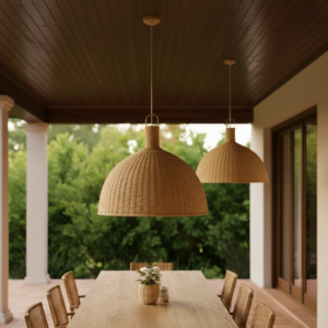 Luminária em Rattan Natural Cahya Médio Altura: 90 cm  X Diâmetro: 75 cm