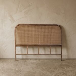 Cabeceira de Cama Casal em Rattan e Palha Natural Marrom A: 110 cm X L: 140 cm X P: 3 cm