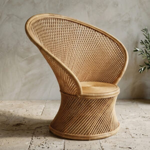 Poltrona Pavão em Rattan Natural A: 108 cm X L: 108 cm X P: 75 cm