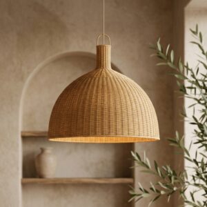 Luminária em Rattan Natural Cahya Médio Altura: 90 cm  X Diâmetro: 75 cm