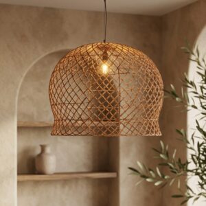 Luminária Nusa em Rattan Natural Grande Altura: 60 cm X Diâmetro: 70 cm