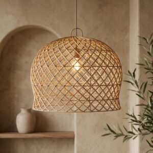 Luminária Nusa em Rattan Natural Média Altura: 50 cm X Diâmetro: 60 cm