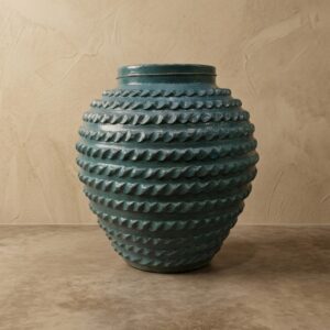 Vaso em Cerâmica Azul e Textura Relevo A40xD30