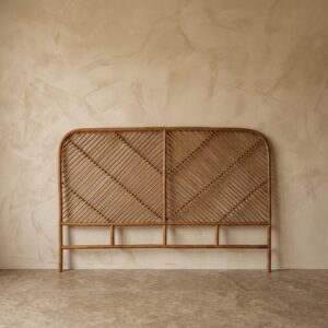 Cabeceira de Cama Casal em Rattan Natural com Trama Diagonal Brown A: 110 cm X L: 140 cm X P: 3 cm