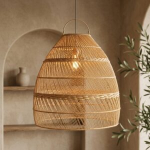 Luminária Cúpula Aurora em Rattan  Média Altura: 65 cm X Diâmetro: 55 cm