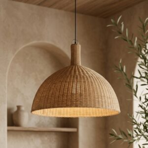 Luminária em Rattan Natural Cahya Grande Altura: 100 cm X Diâmetro: 120 cm