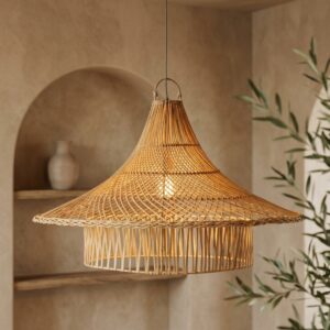 Luminária em Ratan Natural Canggu Média Altura: 50 cm X Diâmetro: 82 cm