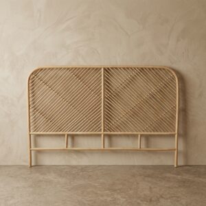 Cabeceira de Cama Queen em Rattan Natural com Trama Diagonal  A: 110 cm X L: 160 cm X P: 3 cm