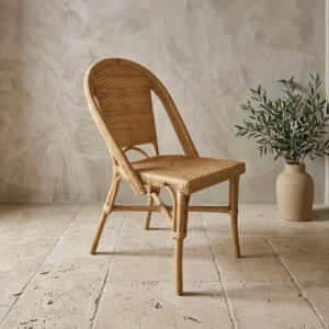 Cadeira Bistrô em Rattan Polido e Fibra Sintética Natural A: 86 cm X L: 47 cm X P: 58 cm