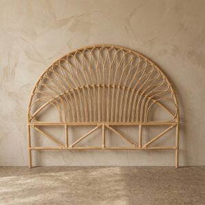 Cabeceira de Cama Queen Arco Sunburst em Rattan Natural A: 130 cm X L: 160 cm X P: 3 cm