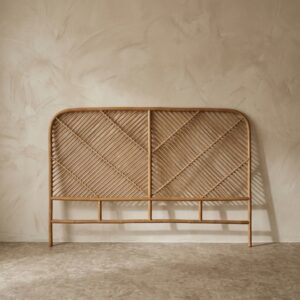 Cabeceira de Cama Queen em Rattan Natural com Trama Diagonal Brown A: 110 cm X L: 160 cm X P: 3 cm