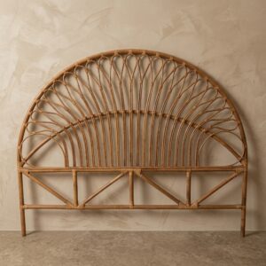 Cabeceira de Cama Casal Arco Sunburst em Rattan Brown A: 115 cm X L: 140 cm X P: 3 cm