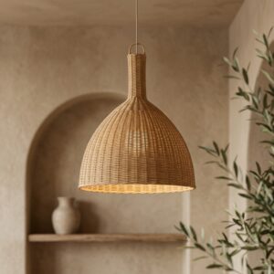 Luminária em Rattan Natural Cahya Pequeno Altura: 70 cm X Diâmetro: 60 cm