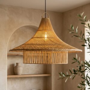 Luminária em Ratan Natural Canggu - Grande Altura: 57 cm X Diâmetro: 100 cm
